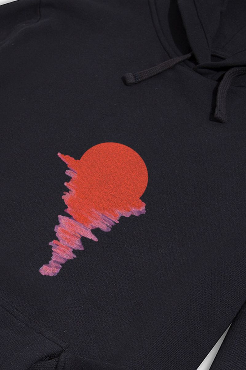 Black Premium Cotton Sunset Design Pullover Hoodie