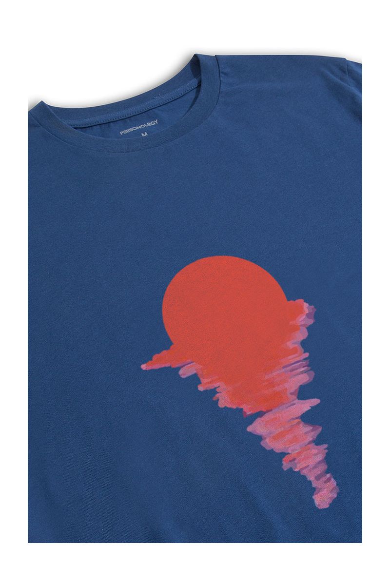 Navy Soft Fabric Sunset Design Short Sleeve Tee