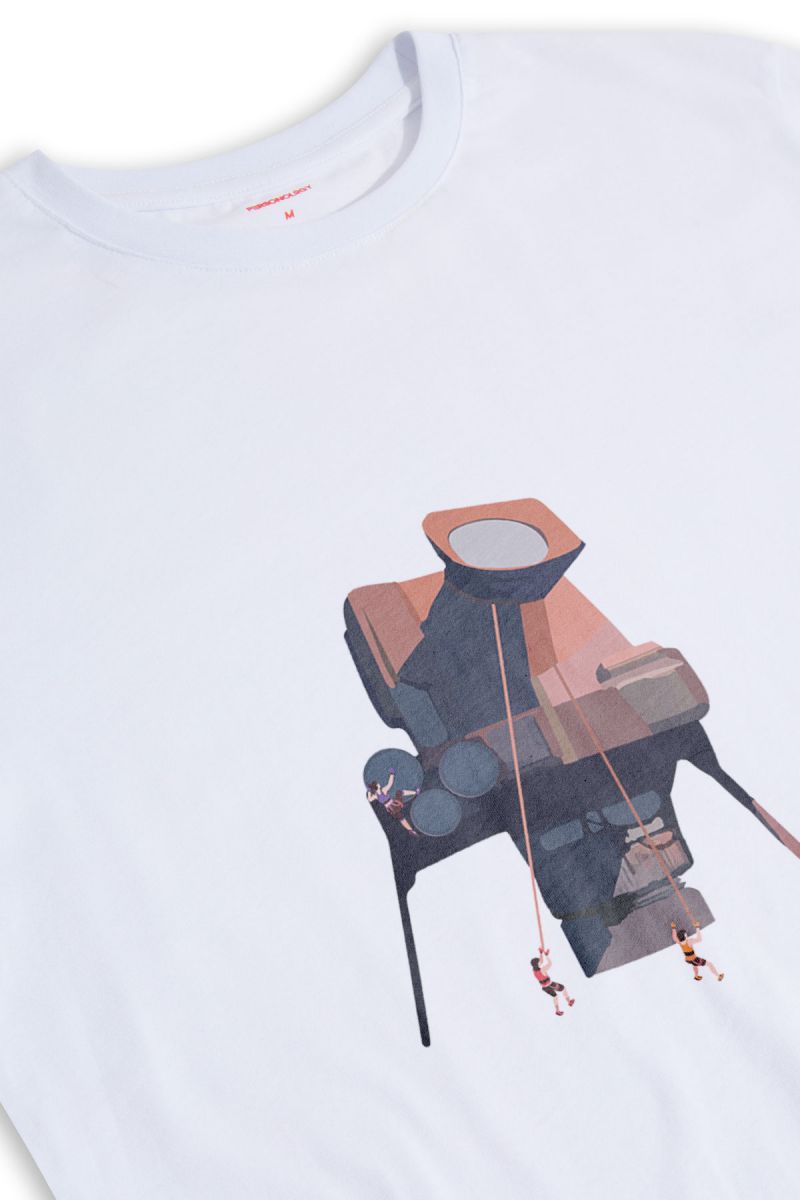 White Soft Fabric Acro Design Short Sleeve Tee