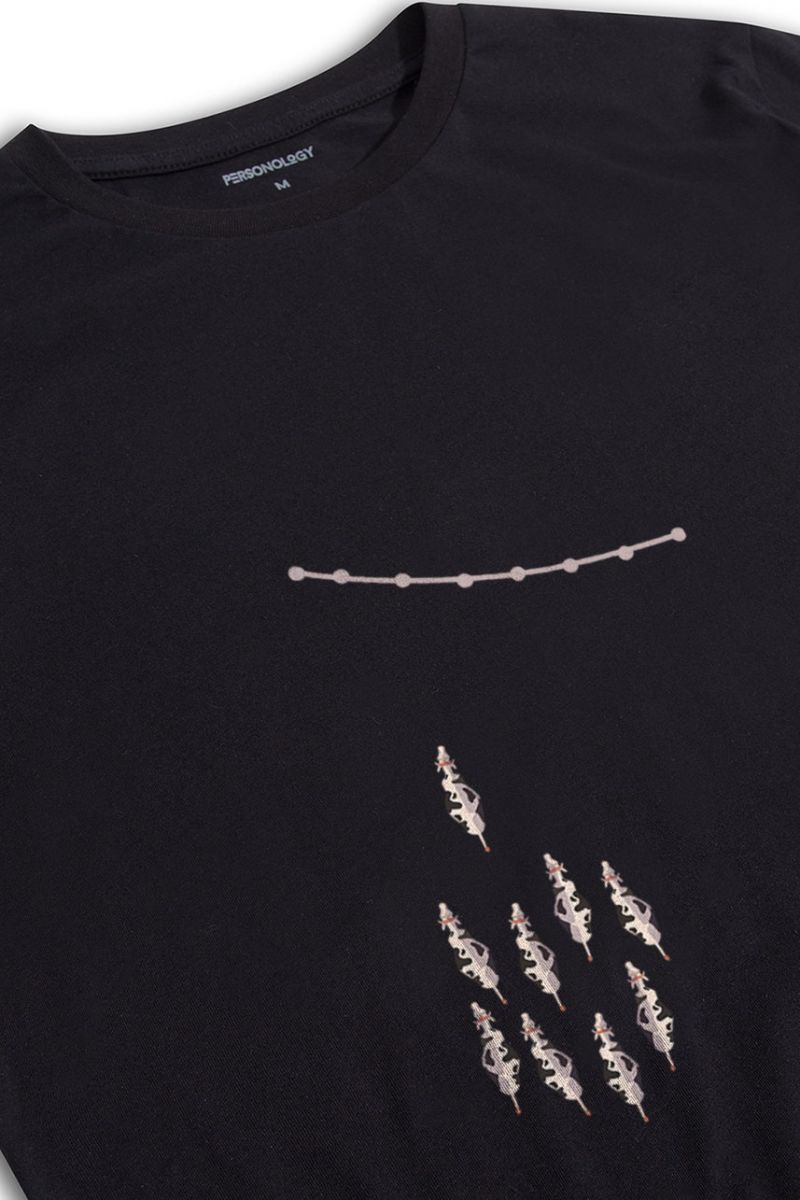 Black Soft Fabric Lead Design Short Sleeve Tee