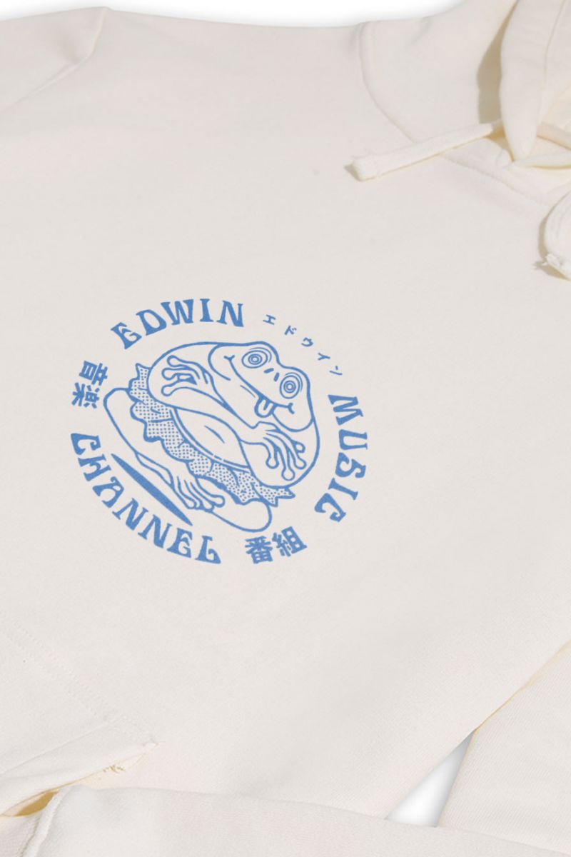 Ecru Premium Cotton Music Channel Design Pullover Hoodie