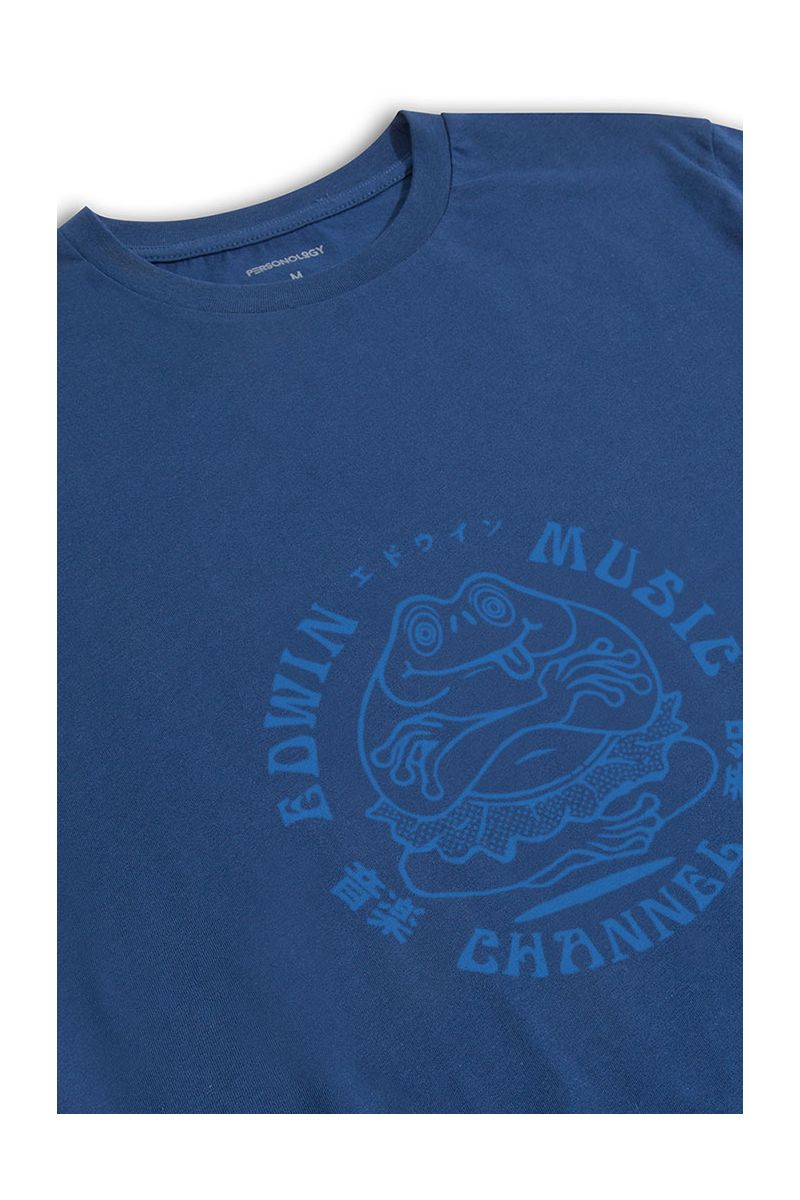 Navy Soft Fabric Music Channel Design Short Sleeve Tee