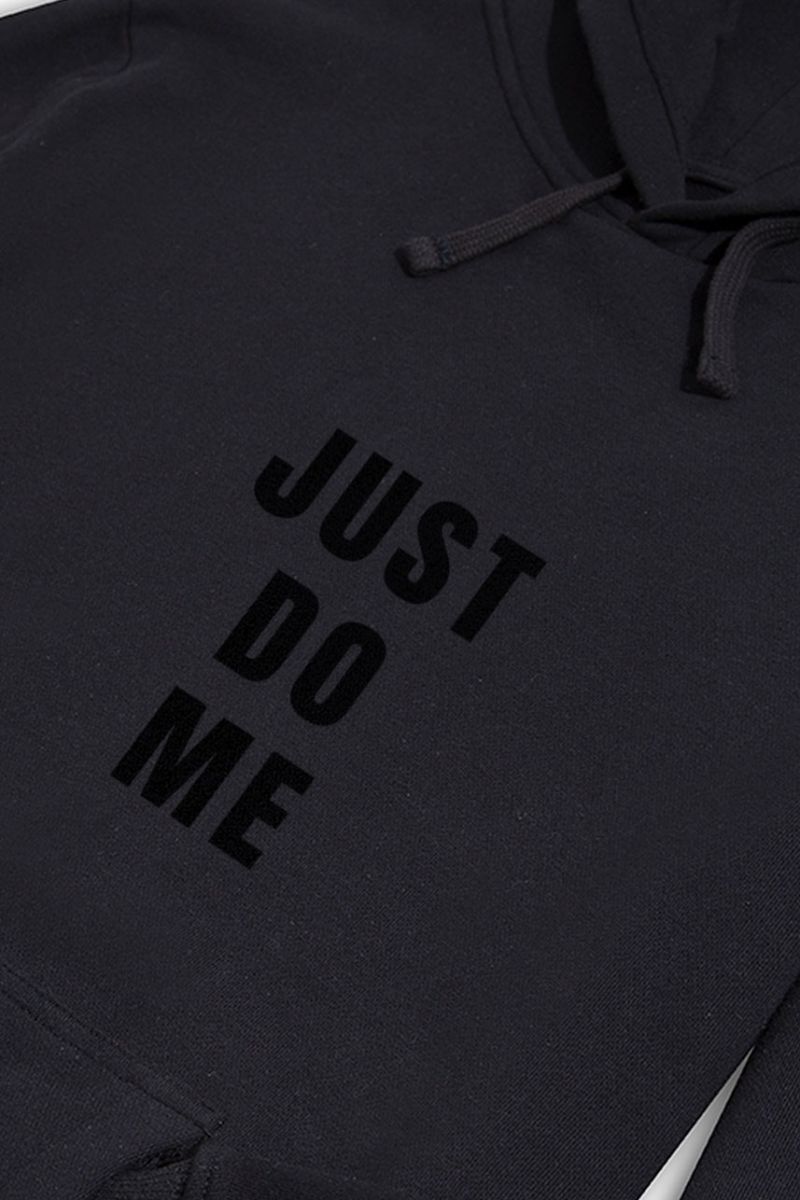 Black Premium Cotton Just Do Me Design Pullover Hoodie