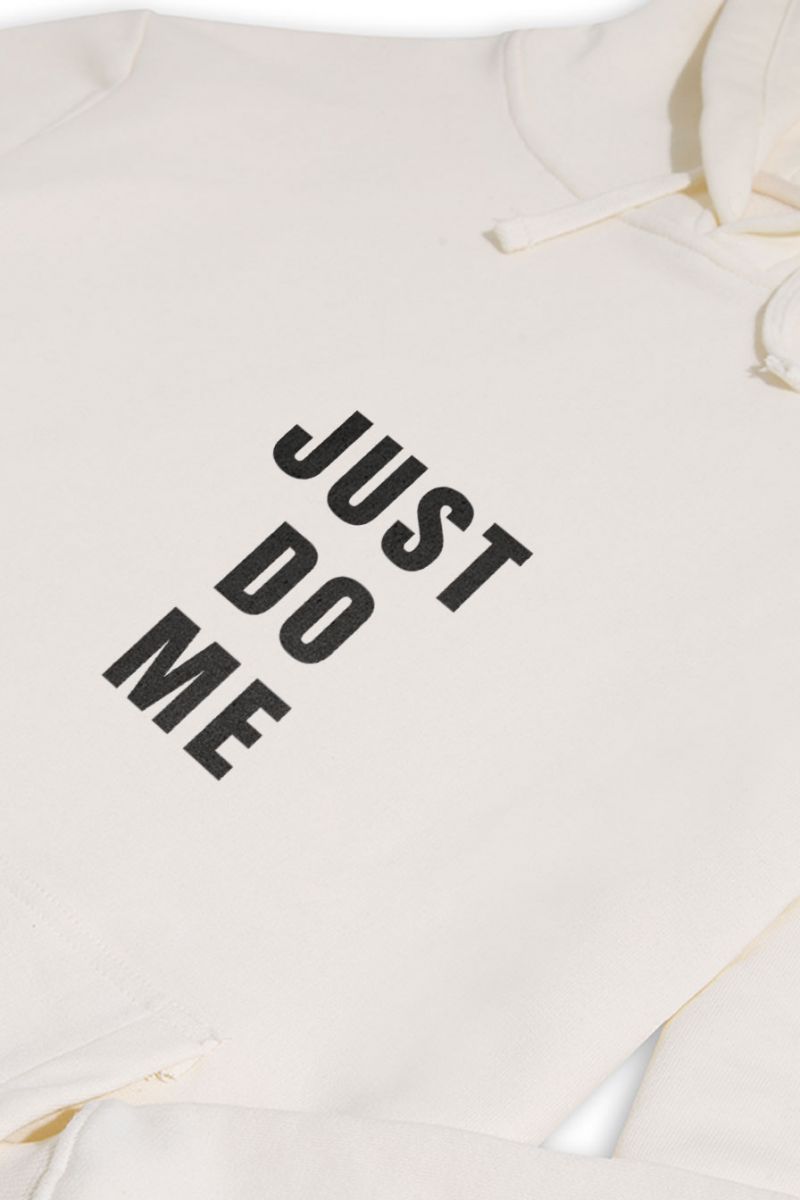 Ecru Premium Cotton Just Do Me Design Pullover Hoodie