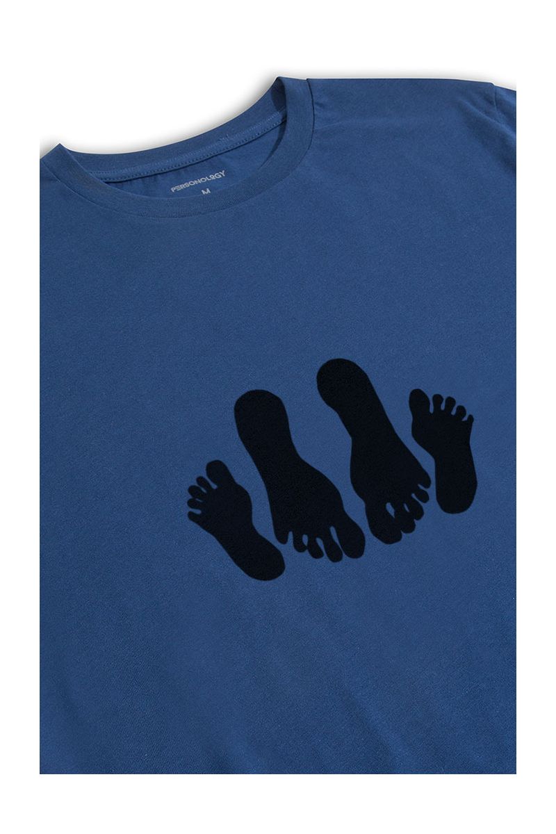 Navy Soft Fabric Foots Design Short Sleeve Tee