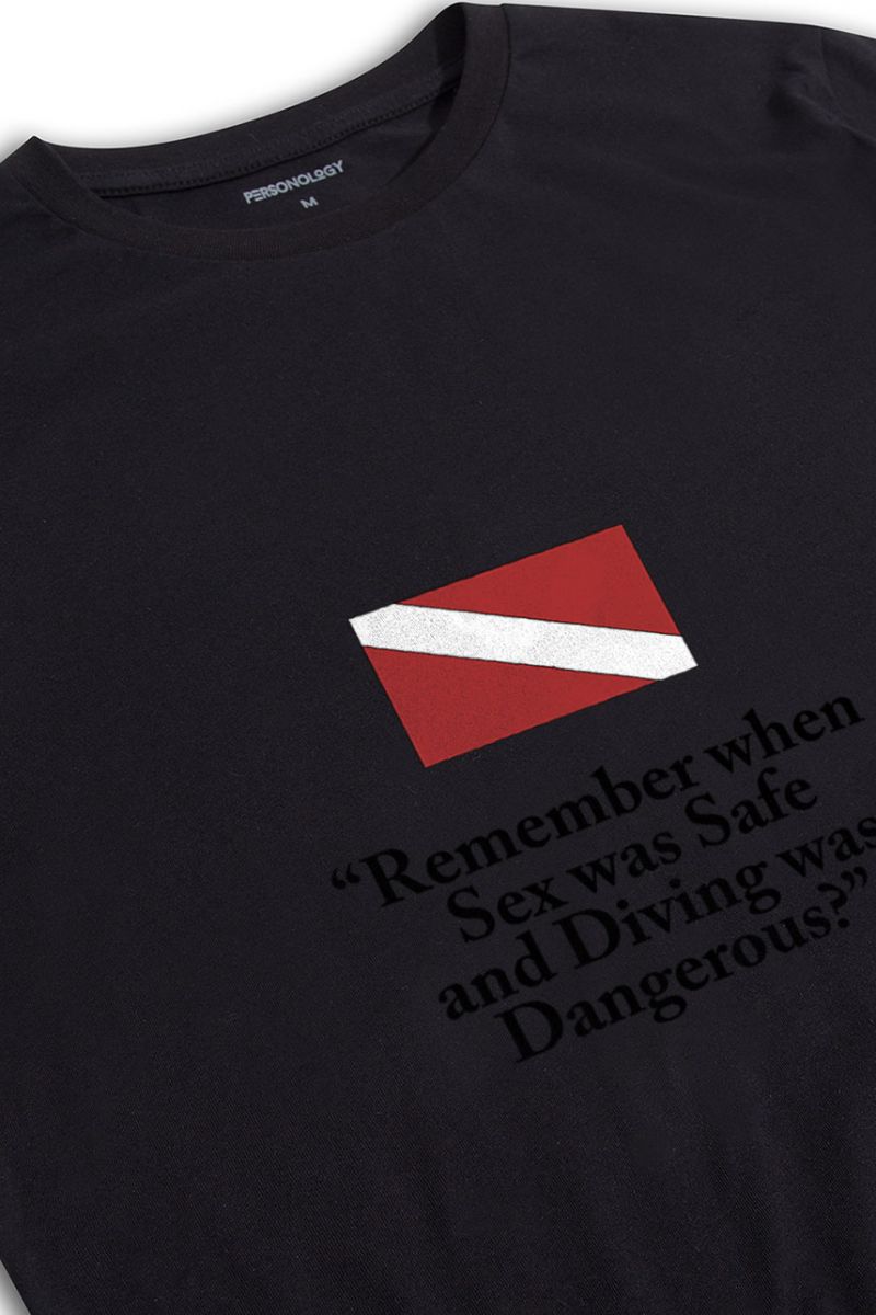 Black Soft Fabric Sex was Safe Design Short Sleeve Tee