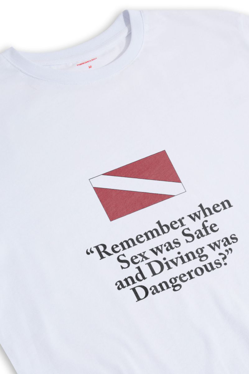White Soft Fabric Sex was Safe Design Short Sleeve Tee