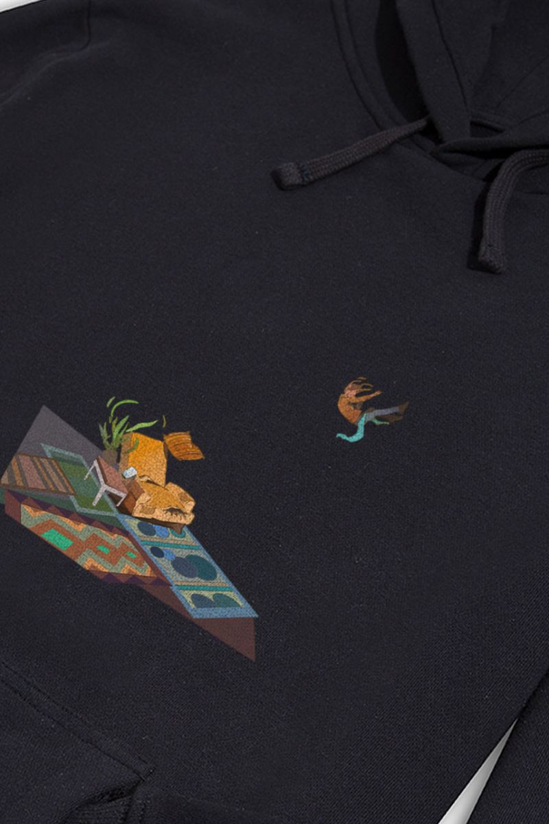 Black Premium Cotton Woolgather Design Pullover Hoodie