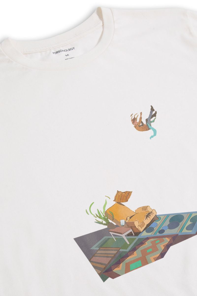 Off White Soft Fabric Woolgather Design Short Sleeve Tee