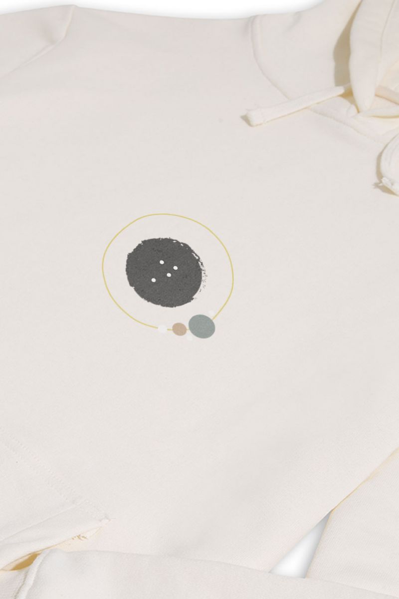 Ecru Premium Cotton Galaxy / Black Hole Design Pullover Hoodie