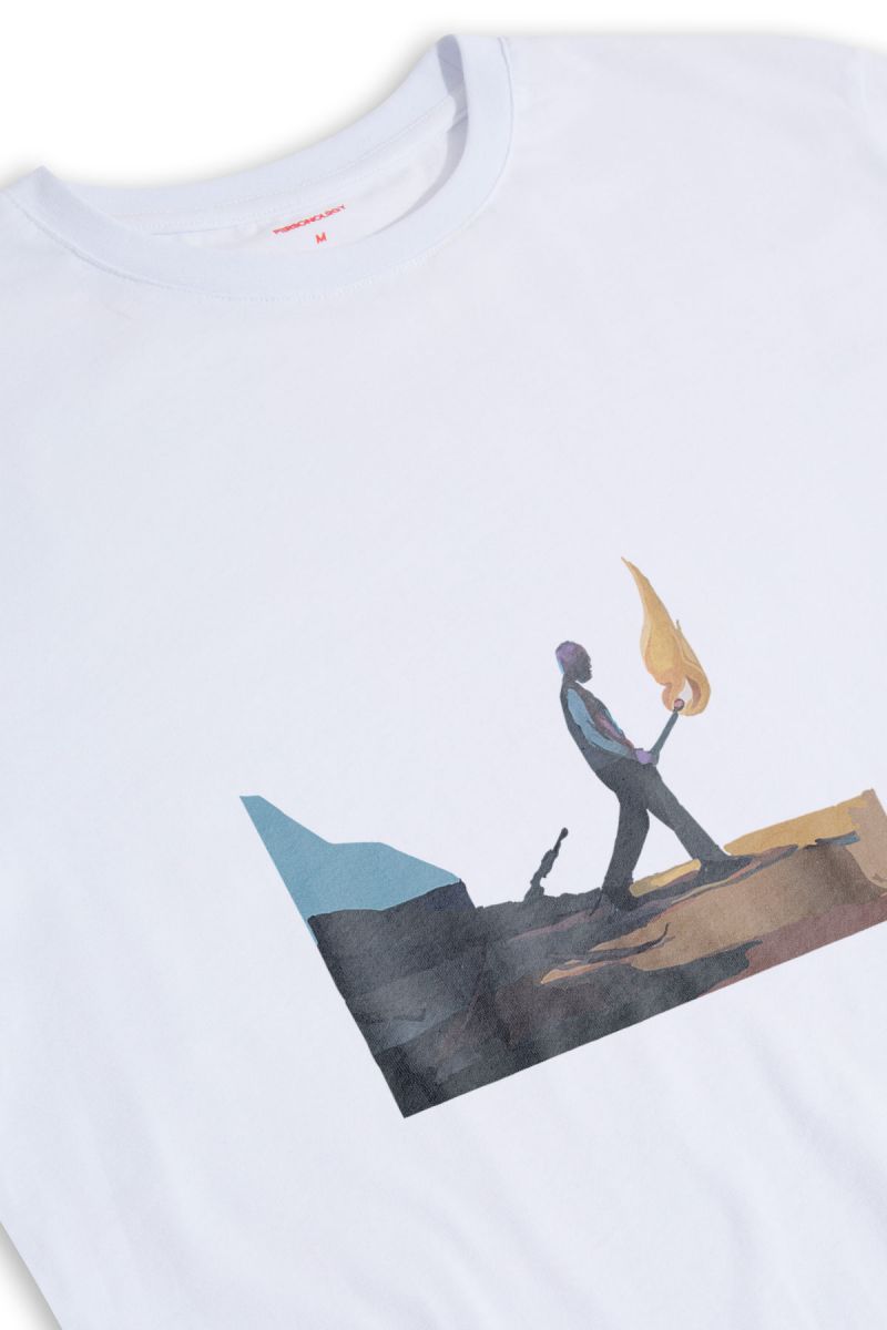 White Soft Fabric Torcher Design Short Sleeve Tee