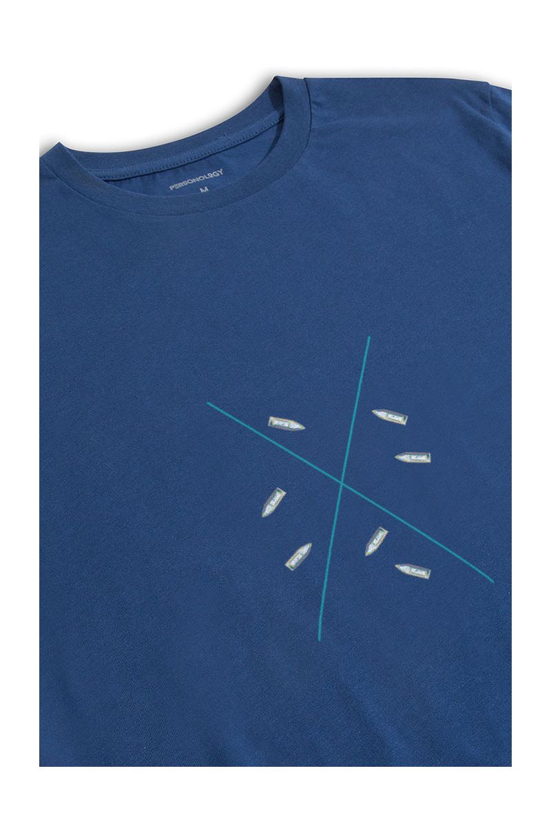 Navy Soft Fabric Lucka Design Short Sleeve Tee
