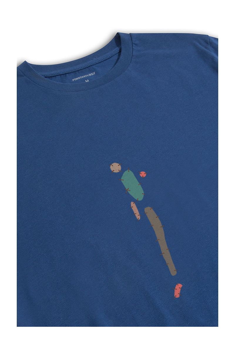 Navy Soft Fabric Ribut Design Short Sleeve Tee