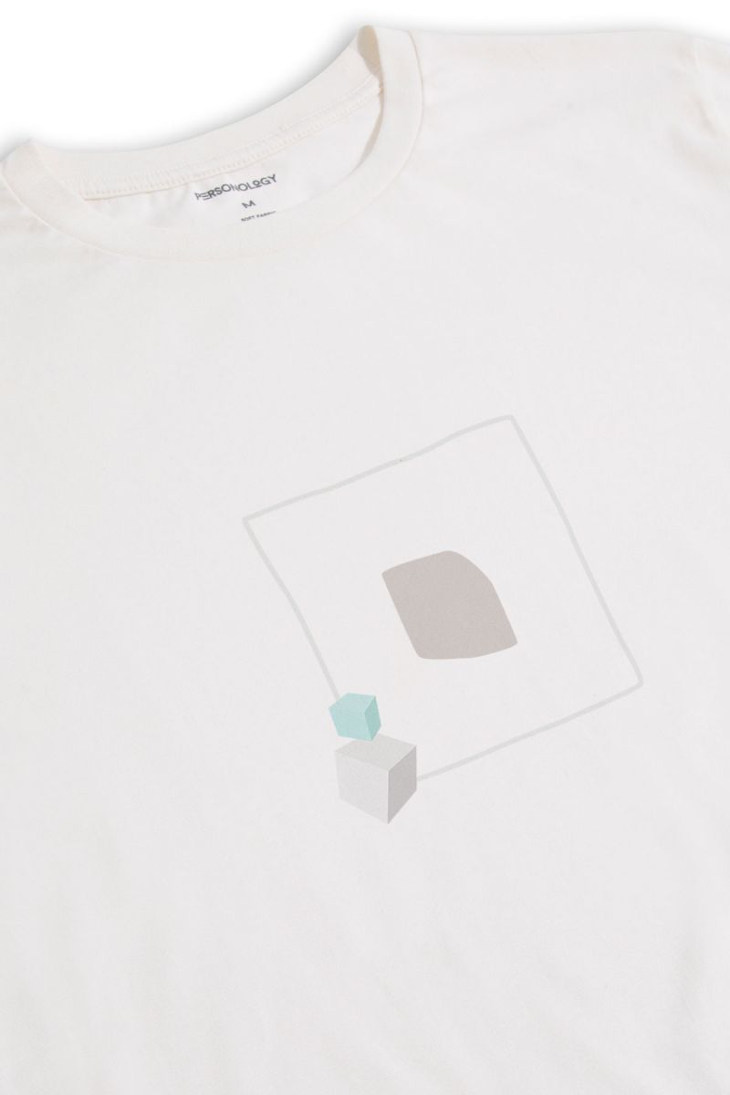 Off White Soft Fabric Varg Design Short Sleeve Tee