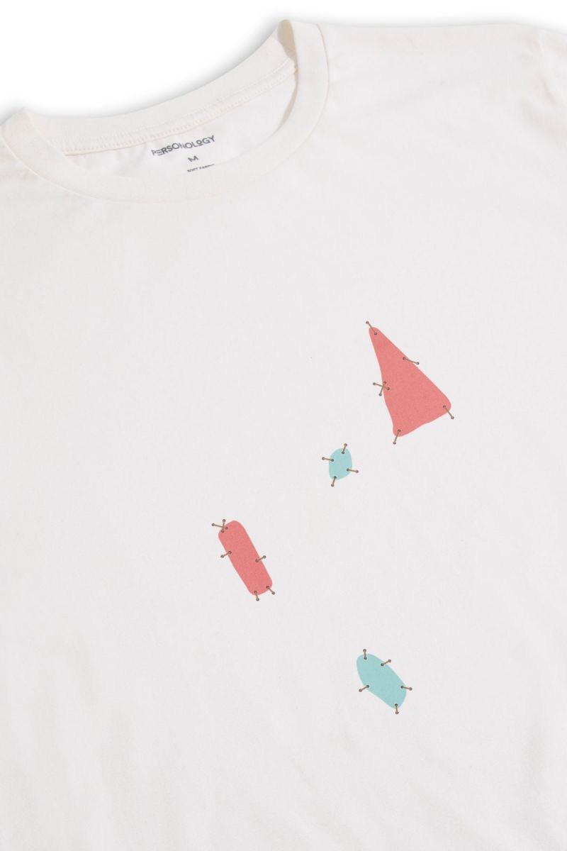 Off White Soft Fabric Naplast Design Short Sleeve Tee