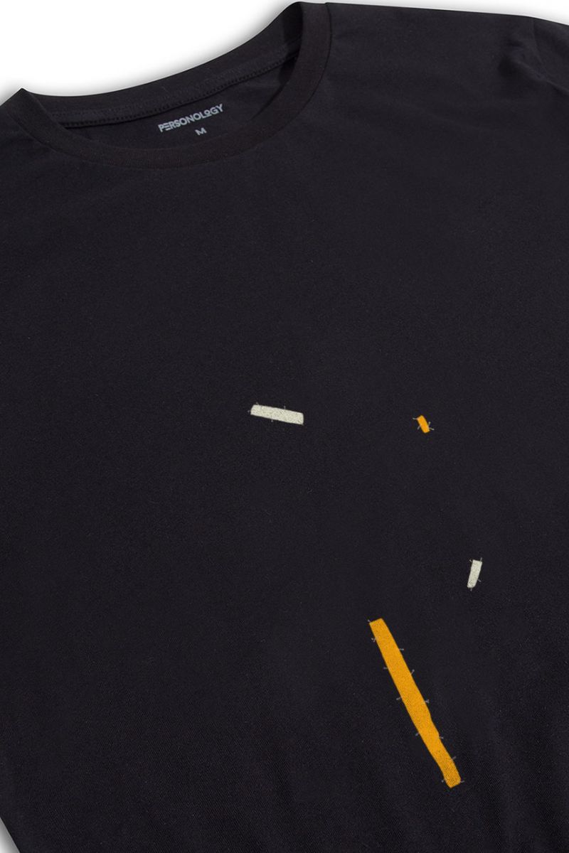 Black Soft Fabric Peca Design Short Sleeve Tee