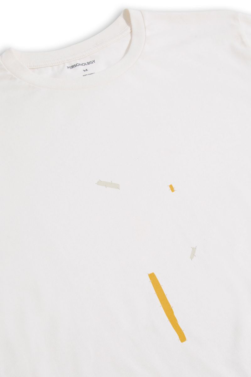 Off White Soft Fabric Peca Design Short Sleeve Tee