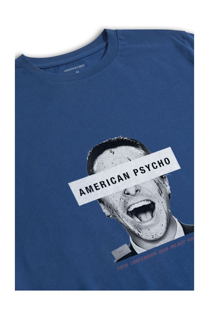 Navy Soft Fabric American Psycho Design Short Sleeve Tee