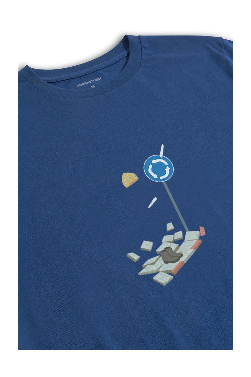 Navy Soft Fabric Rjovik Design Short Sleeve Tee