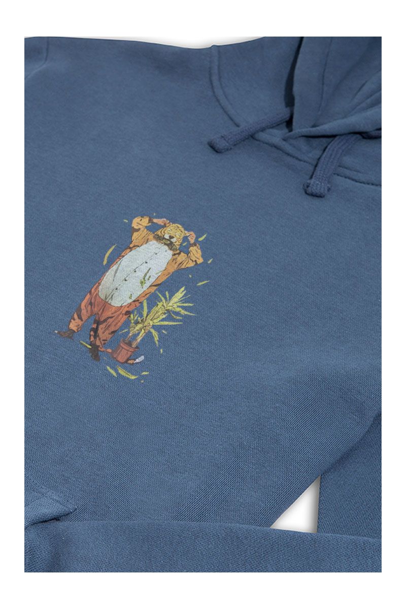 Navy Premium Cotton Flora Design Pullover Hoodie