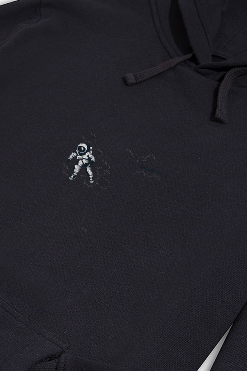 Black Premium Cotton Astrok Design Pullover Hoodie