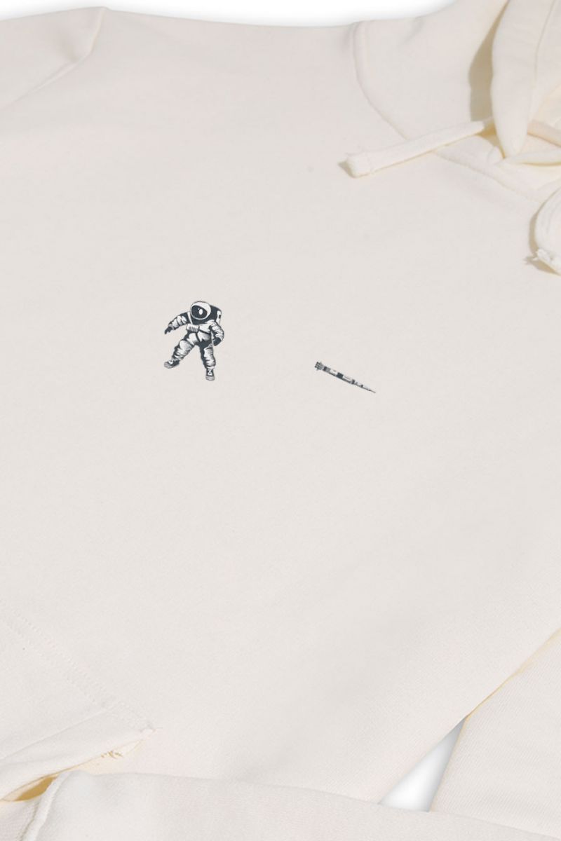 Ecru Premium Cotton Astrok Design Pullover Hoodie