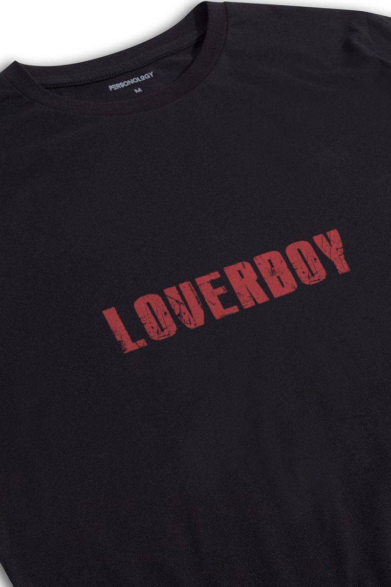 Black Soft Fabric Loverboy Design Short Sleeve Tee