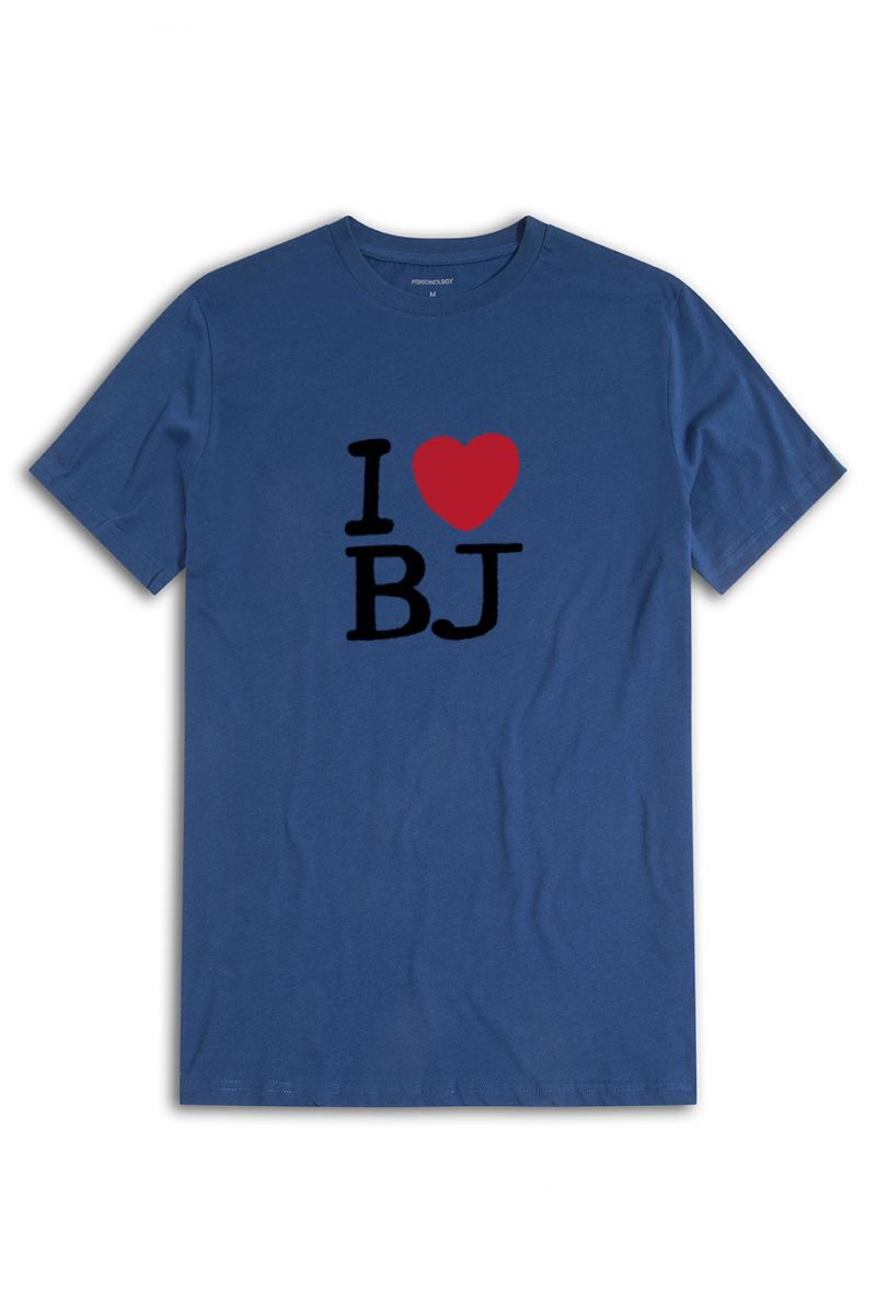 Navy Soft Fabric I love BJ Design Short Sleeve Tee