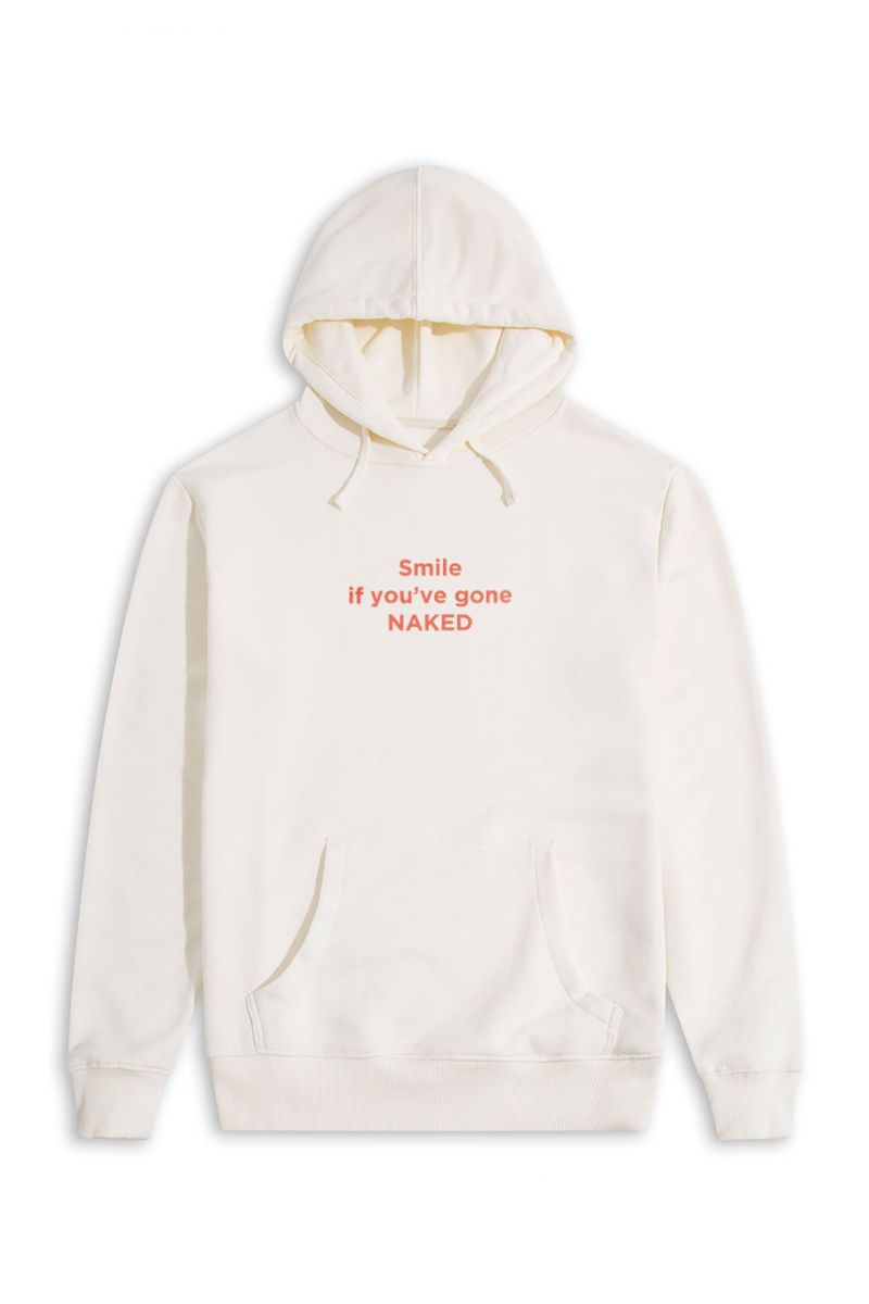 Ecru Premium Cotton Smile If You Have gone naked Design Pullover Hoodie