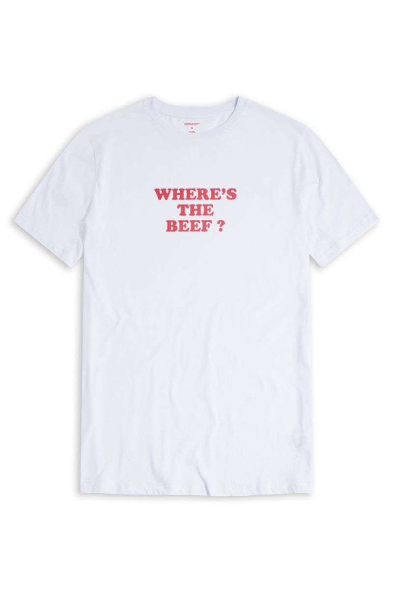 White Soft Fabric Where's the beef ?  Design Short Sleeve Tee
