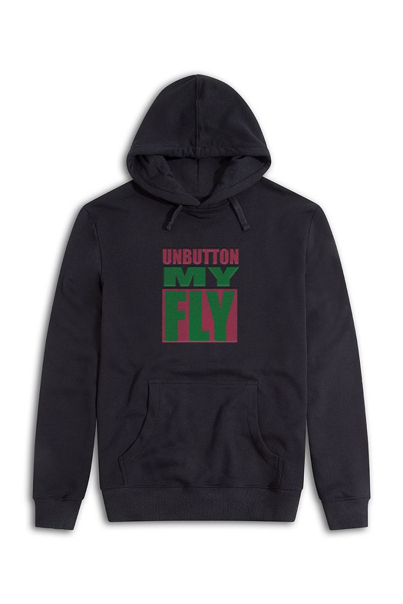 Black Premium Cotton Unbutton my fly Design Pullover Hoodie