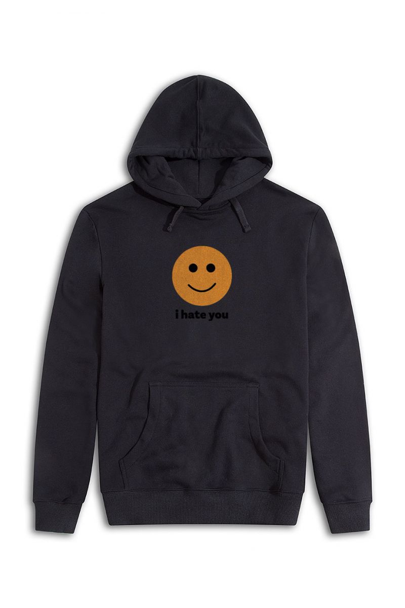 Black Premium Cotton I hate you Design Pullover Hoodie