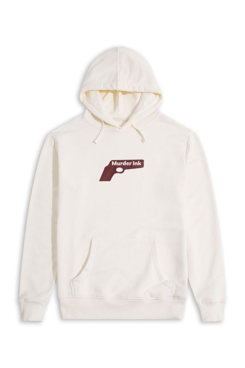 Ecru Premium Cotton Murder Ink Design Pullover Hoodie