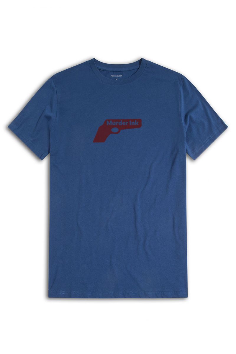 Navy Soft Fabric Murder Ink Design Short Sleeve Tee