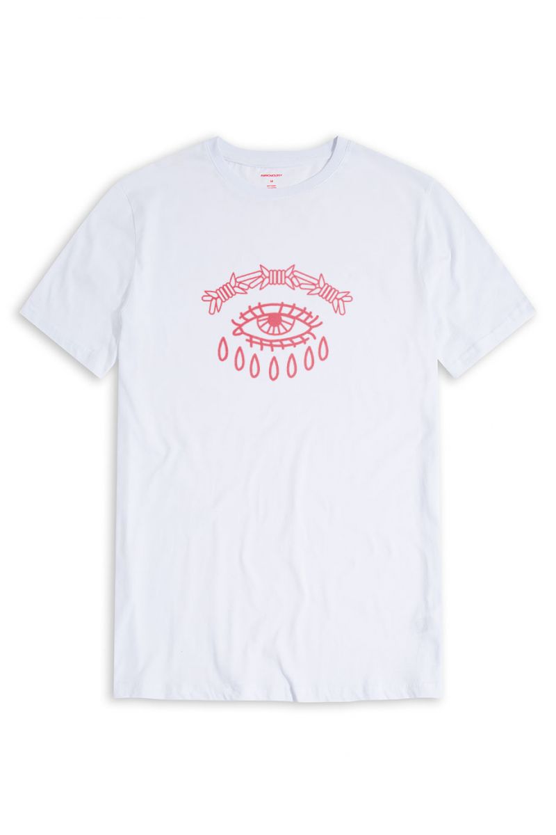 White Soft Fabric Crying Design Short Sleeve Tee