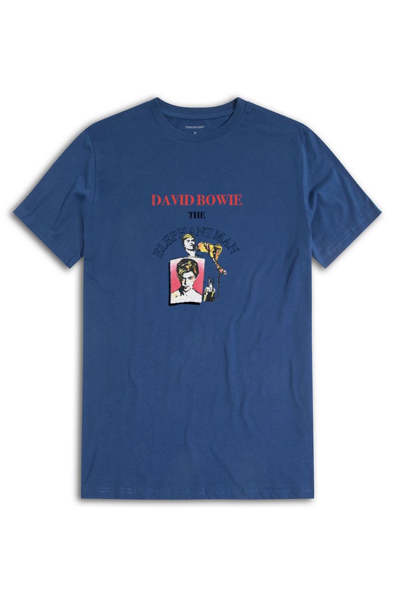 Navy Soft Fabric David Bowie, The elephantman Design Short Sleeve Tee