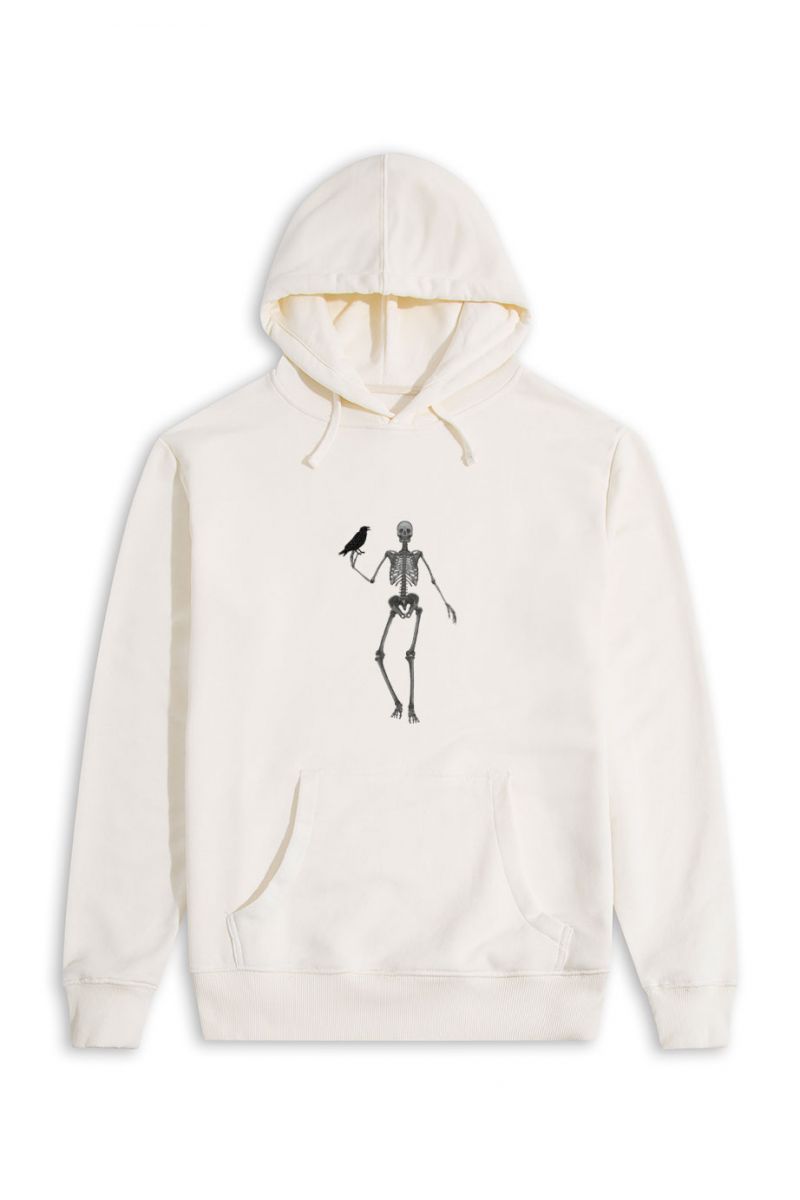 Ecru Premium Cotton Skeleton Design Pullover Hoodie
