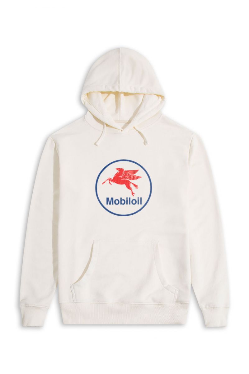 Ecru Premium Cotton mobiloil Design Pullover Hoodie