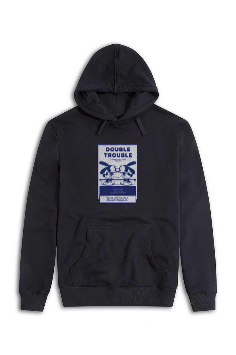 Black Premium Cotton double trouble Design Pullover Hoodie
