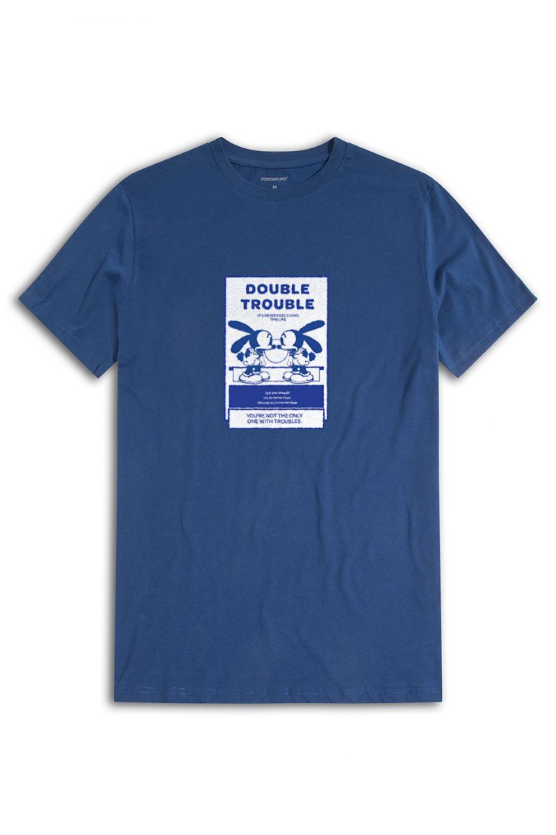 Navy Soft Fabric double trouble Design Short Sleeve Tee