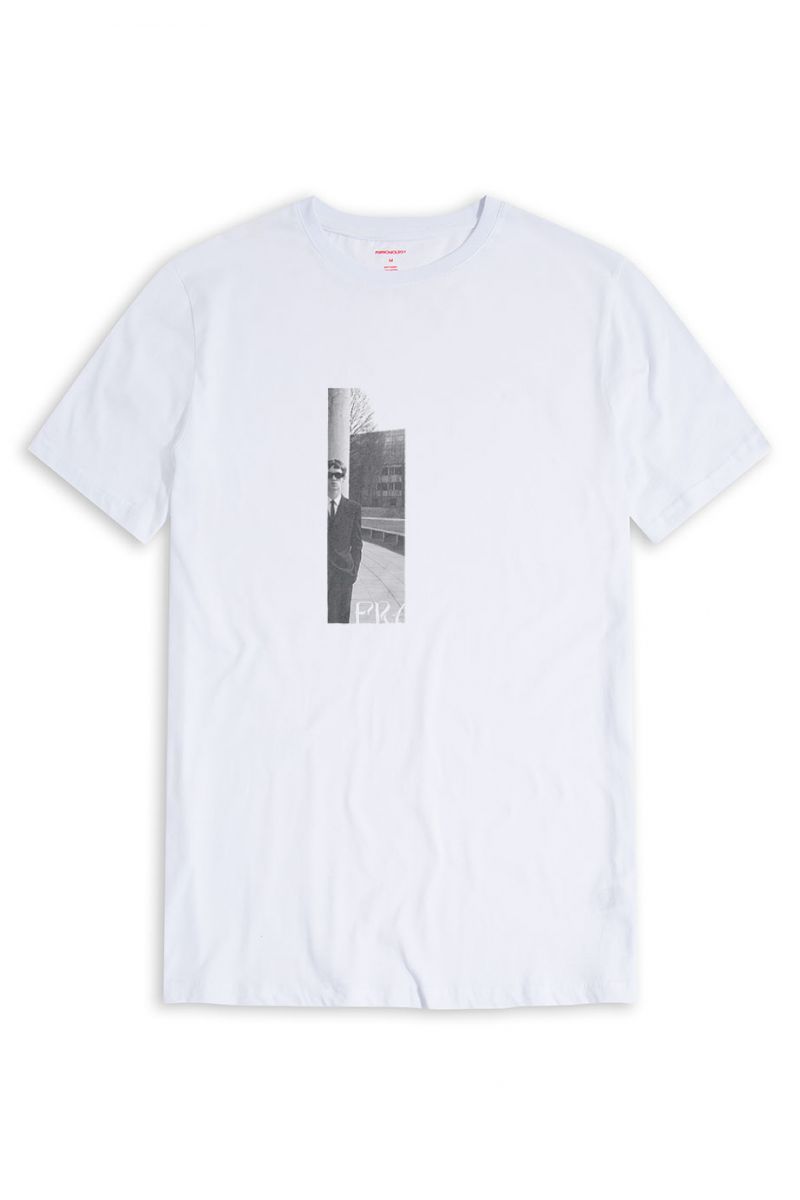 White Soft Fabric Frame Design Short Sleeve Tee