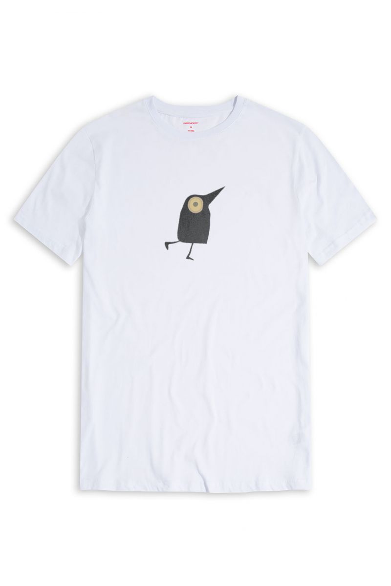 White Soft Fabric Fucking Bird Design Short Sleeve Tee