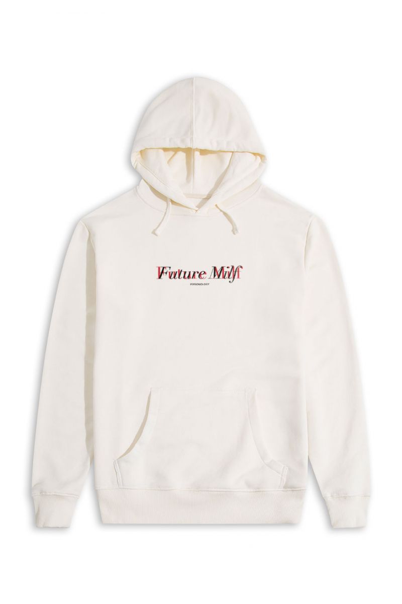 Ecru Premium Cotton Future Milf Design Pullover Hoodie