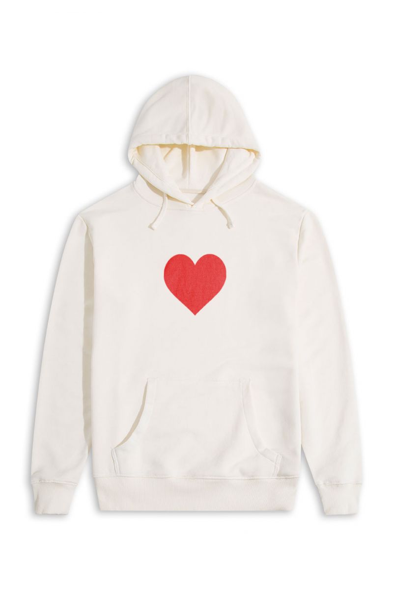 Ecru Premium Cotton Make Love Design Pullover Hoodie
