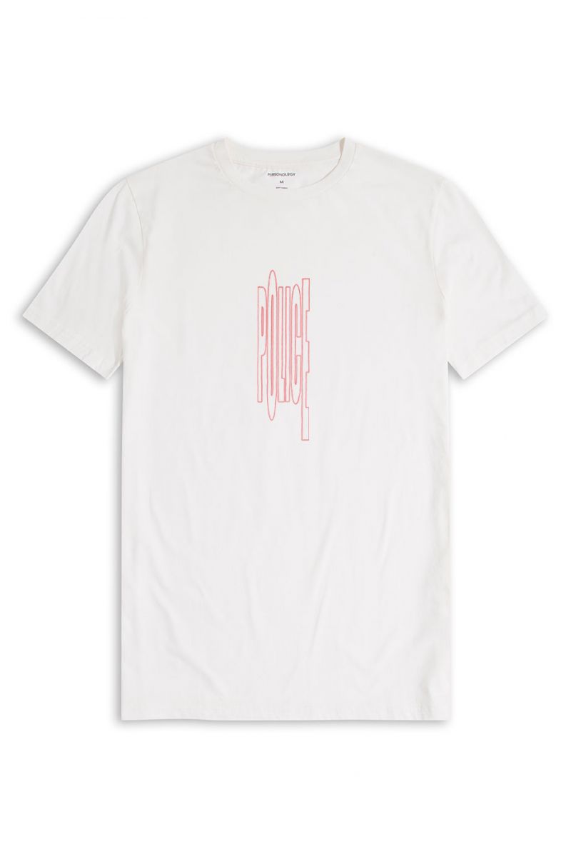 Off White Soft Fabric Bribed Design Short Sleeve Tee