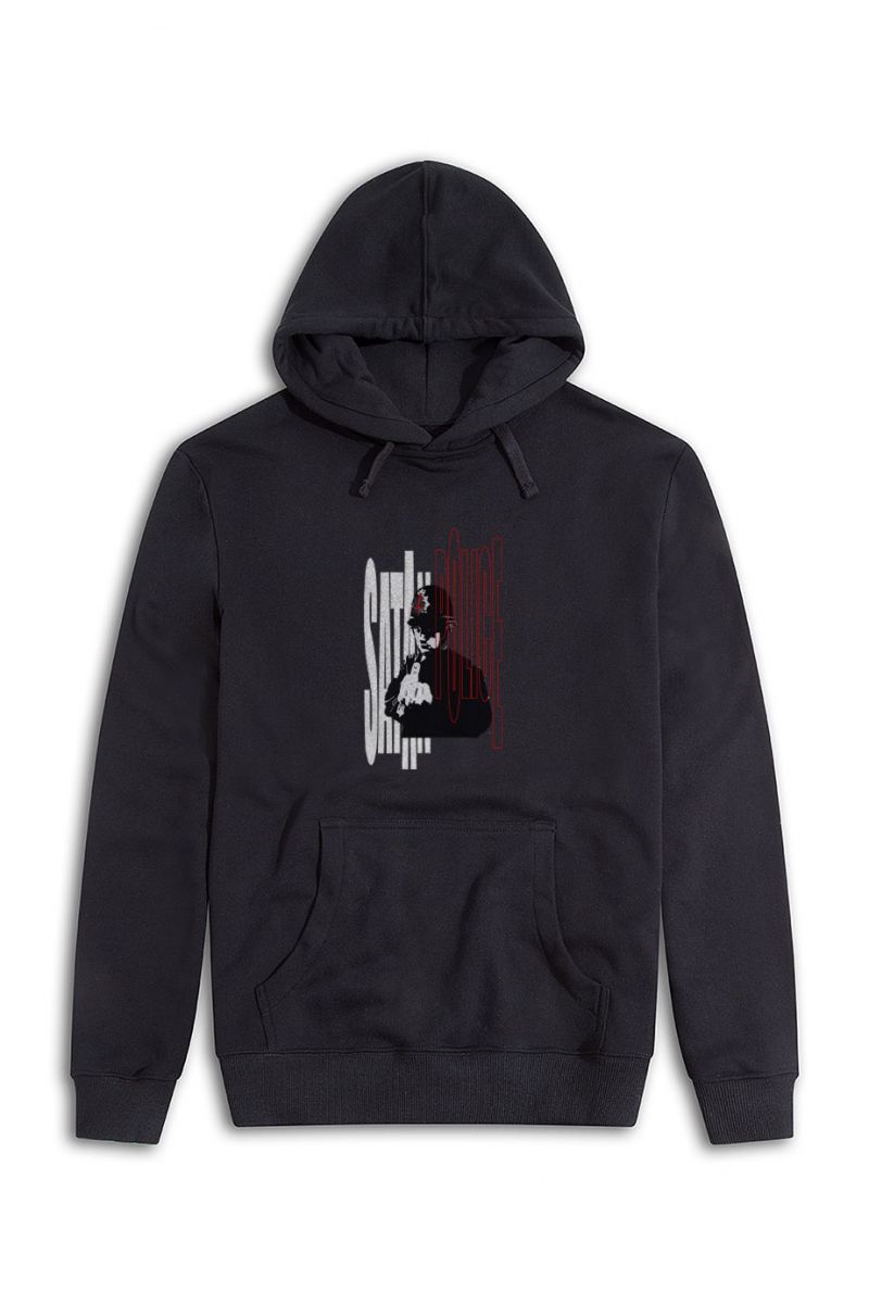 Black Premium Cotton Bribed Design Pullover Hoodie