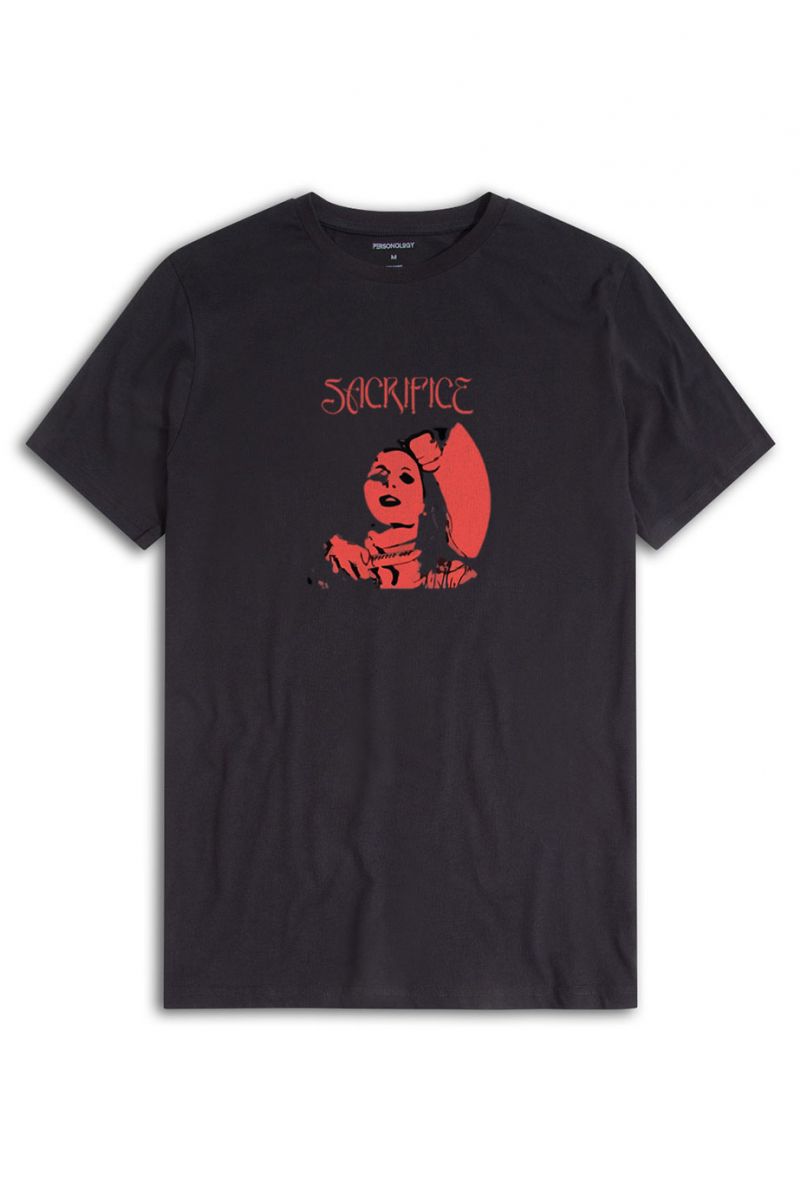 Black Soft Fabric Sacrifice Design Short Sleeve Tee