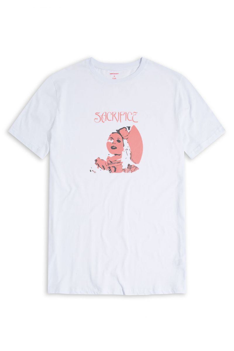 White Soft Fabric Sacrifice Design Short Sleeve Tee