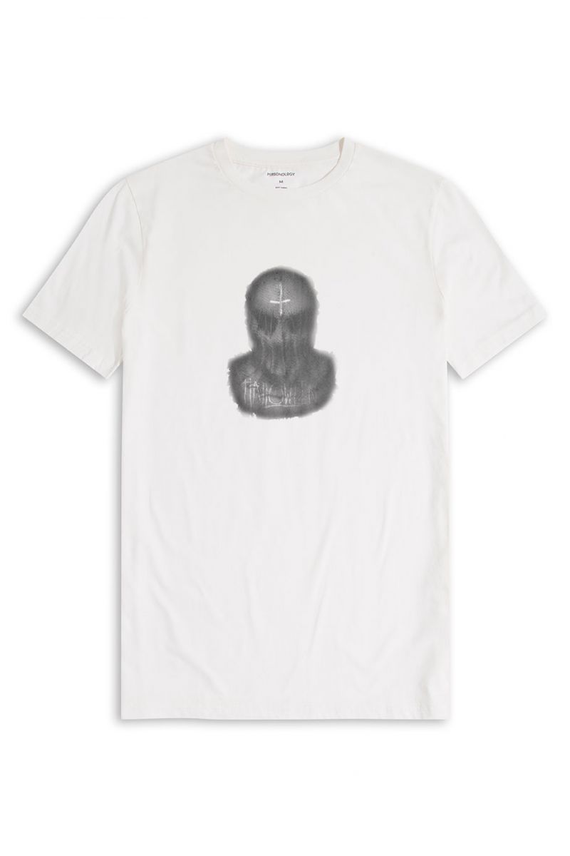 Off White Soft Fabric Halloween Design Short Sleeve Tee