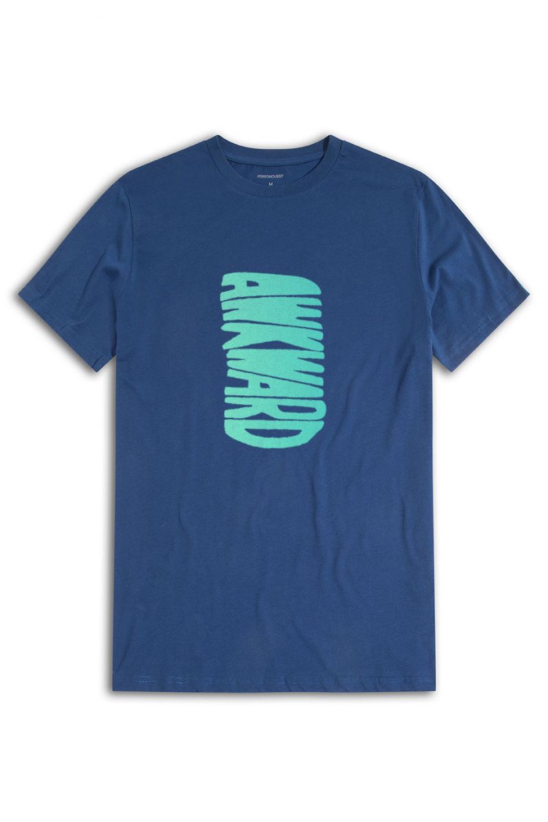 Navy Soft Fabric Awkward Design Short Sleeve Tee